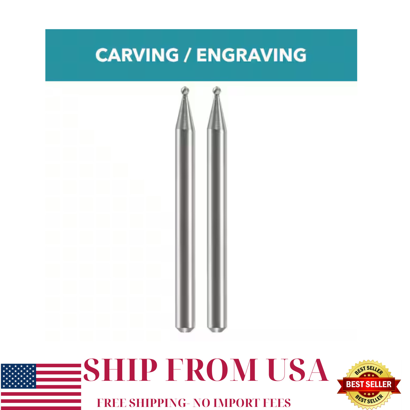 1/16" Rotary Tool Round Engraving Bit for Wood & Metal (2-Pack)
