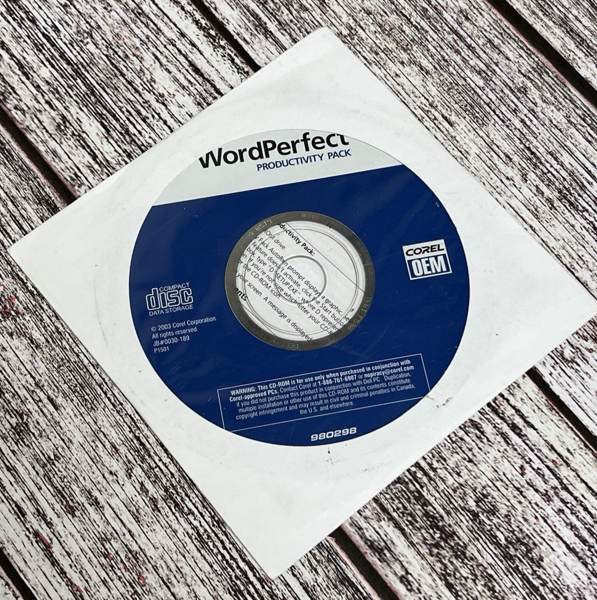 Corel WordPerfect Productivity Pack 2003 PC CD ROM OEM Windows Word Perfect