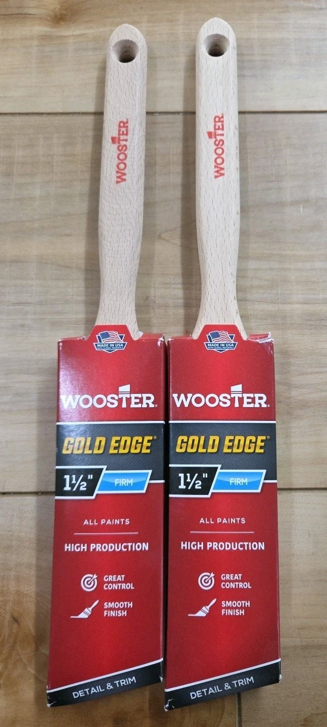 Wooster Genuine 1-1/2" Gold Edge Angle Sash Paintbrush - 5231-1.5 Lot of 2
