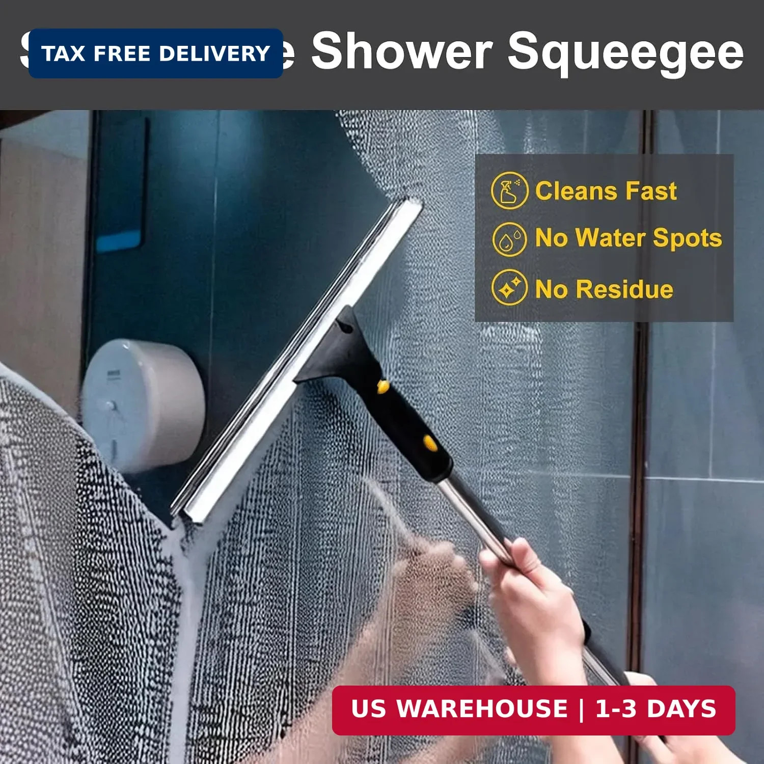 14" Window Cleaning Tool, All-Purpose Extendable Window Squeegee with 2 Blades a