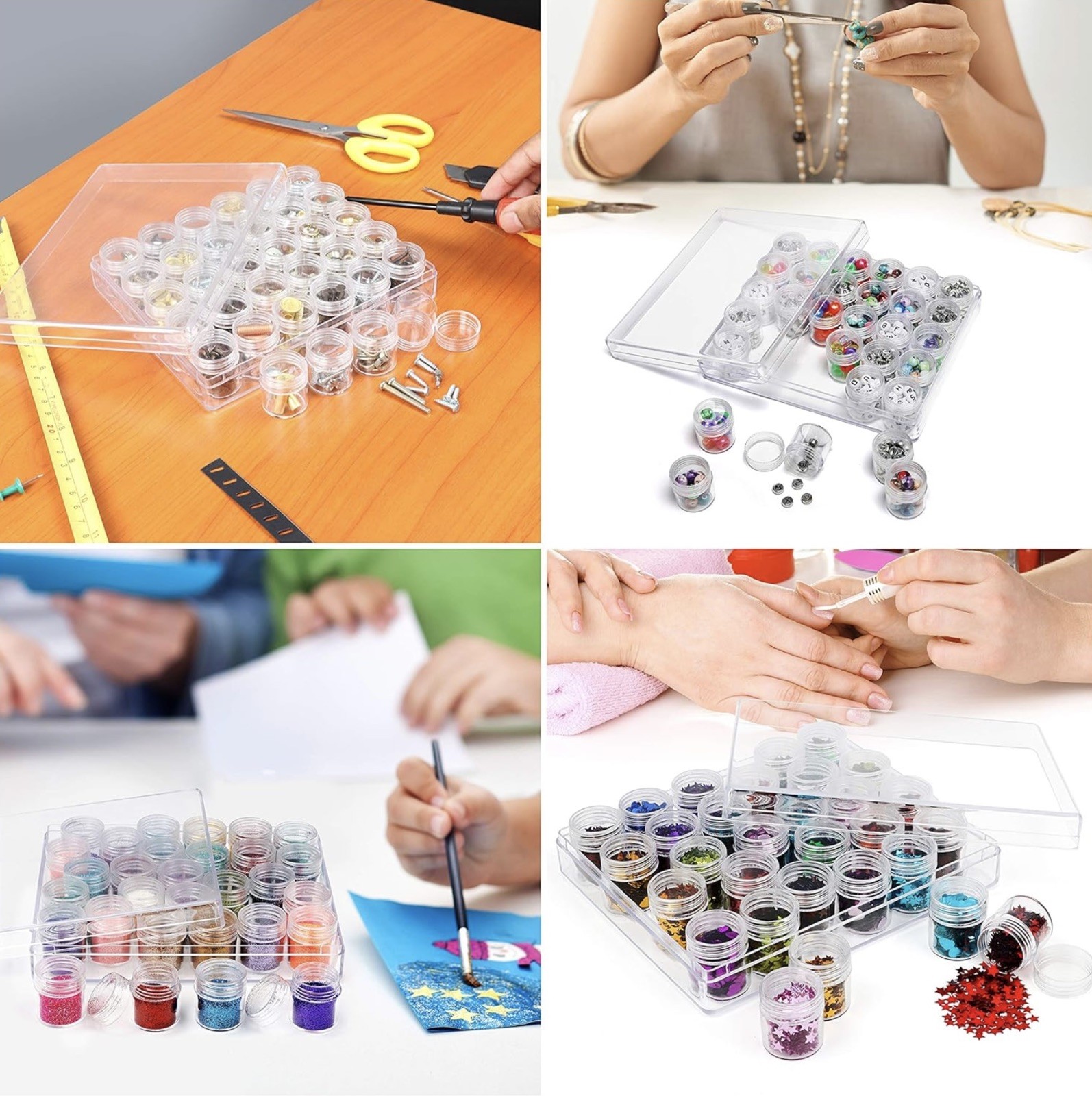 3 Box Set 90pcs Diamond Art Plastic Containers Beads Storage Organizer Jars