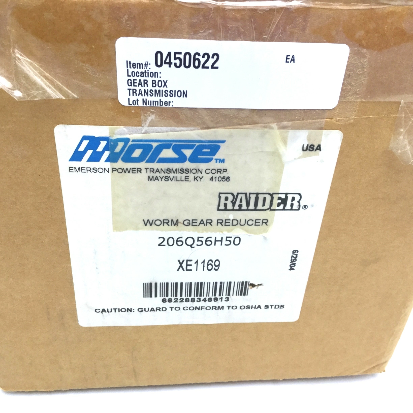 New Morse Raider 20Q56H50 Worm Gear Reducer 50:1, Torque: 678 In-lbs, .54HP@1750