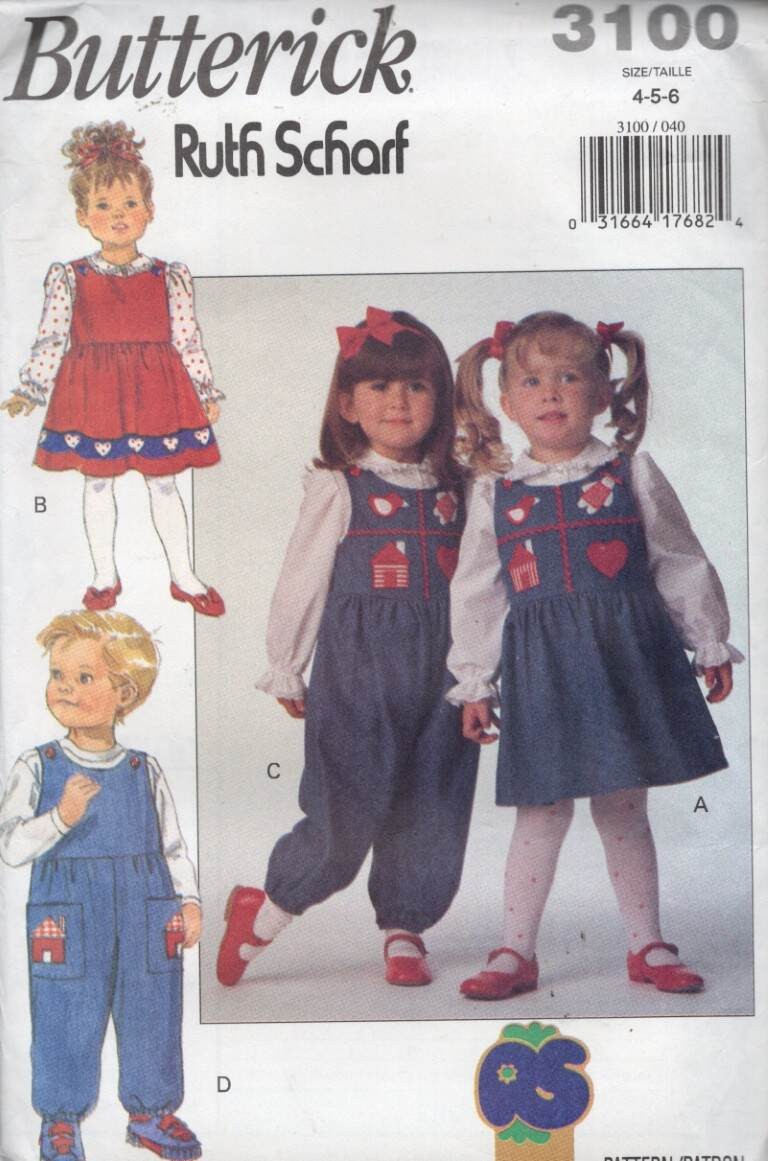 3100 BUTTERICK TODDLERS/CHILD JUMPER/MORE SZ 4-6