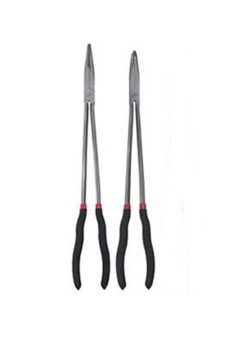 2 Pc 16 in. Extra Long Reach Needle Nose Pliers Set 90° angle & Straight Nose