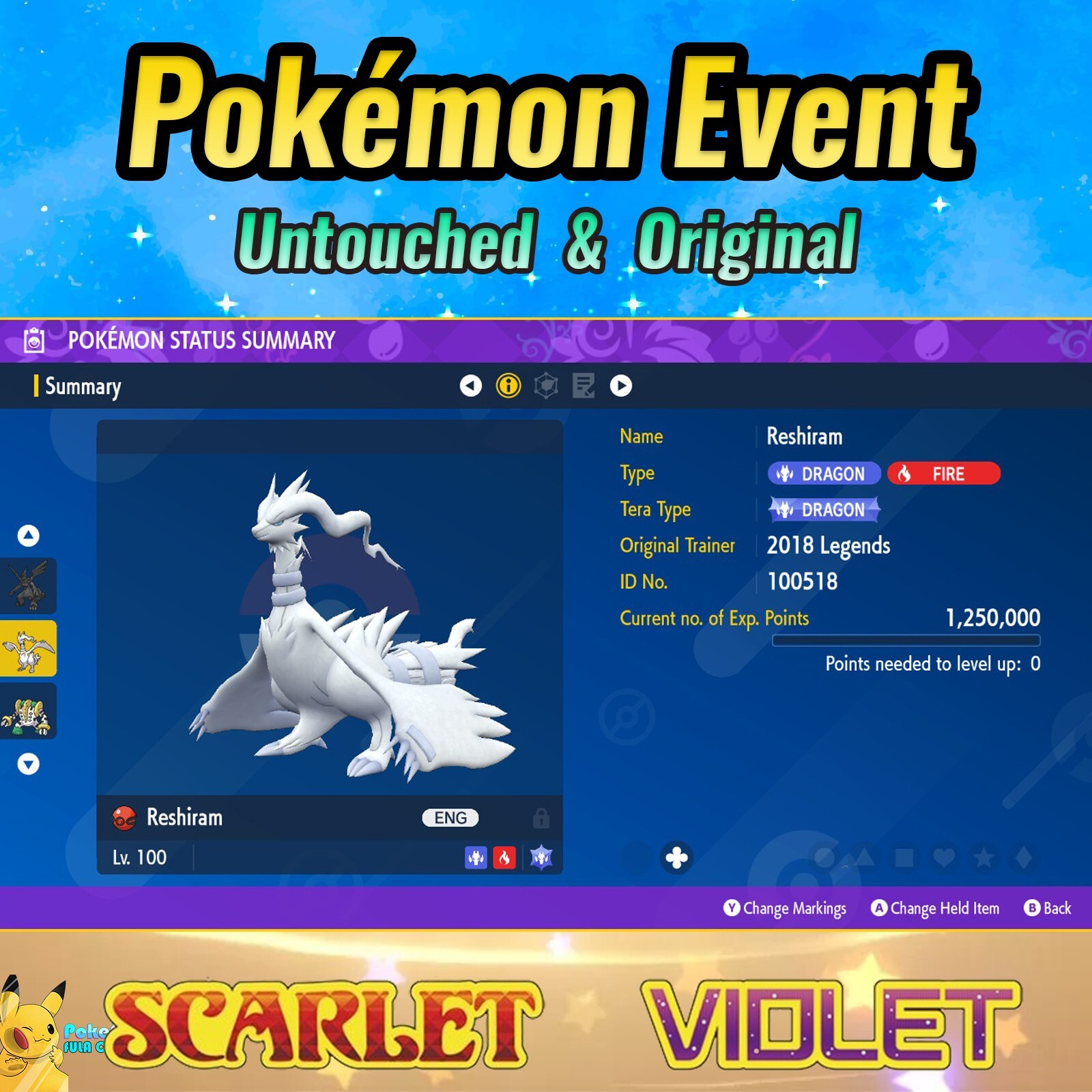 Reshiram 💜Event American 2018 Legends 💜 Pokémon Scarlet & Violet