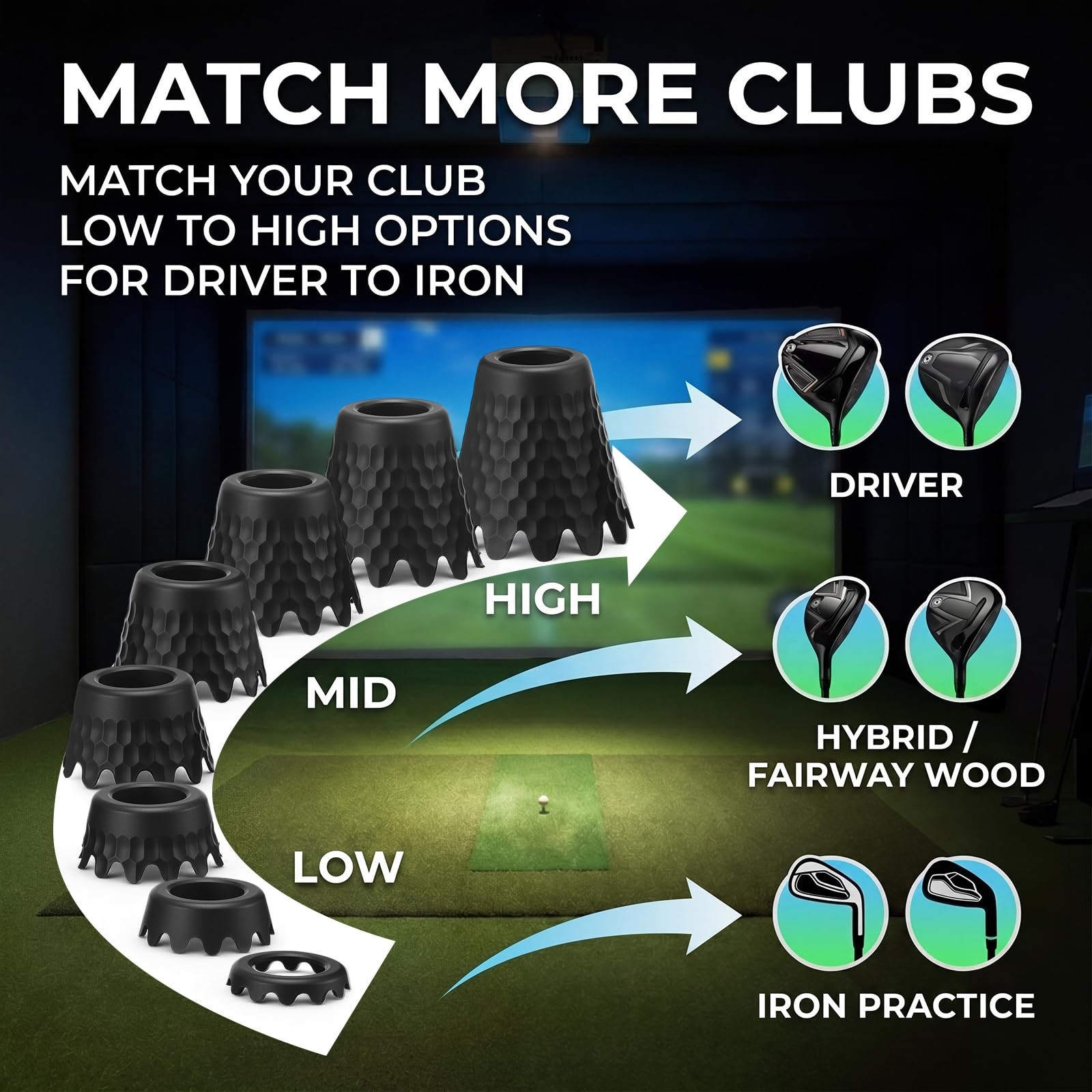 Plastic Golf Simulator Tees Indoor Practice Range Mat Accessories Height Set