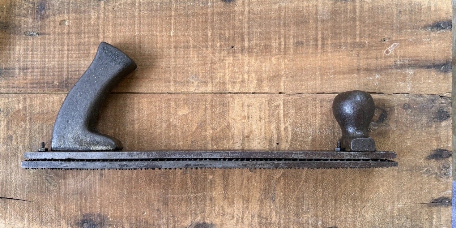 Antique Vtg 14” Heller Phelps All Cast Iron Farrier Reversible Rasp Holder Tool
