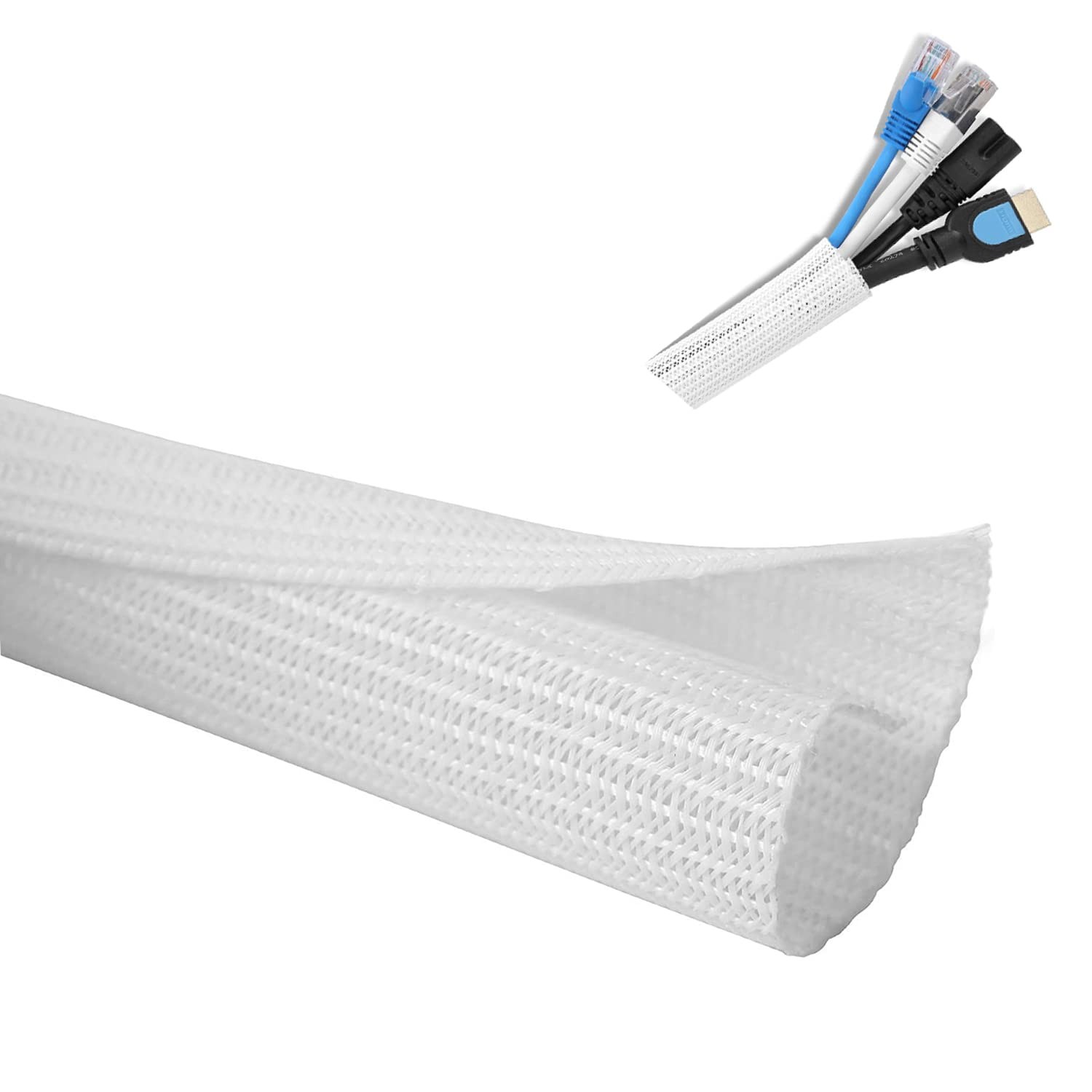10ft - 1/2 inch Diameter Cord Protector, Hibucuo Cable Management Sleeve Wire...