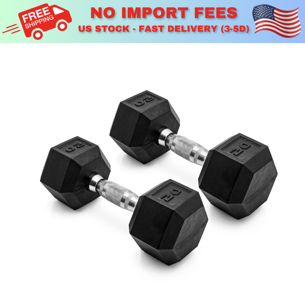 HOT DEAL! CAP Barbell, 20lb Coated Rubber Hex Dumbbell, Pair