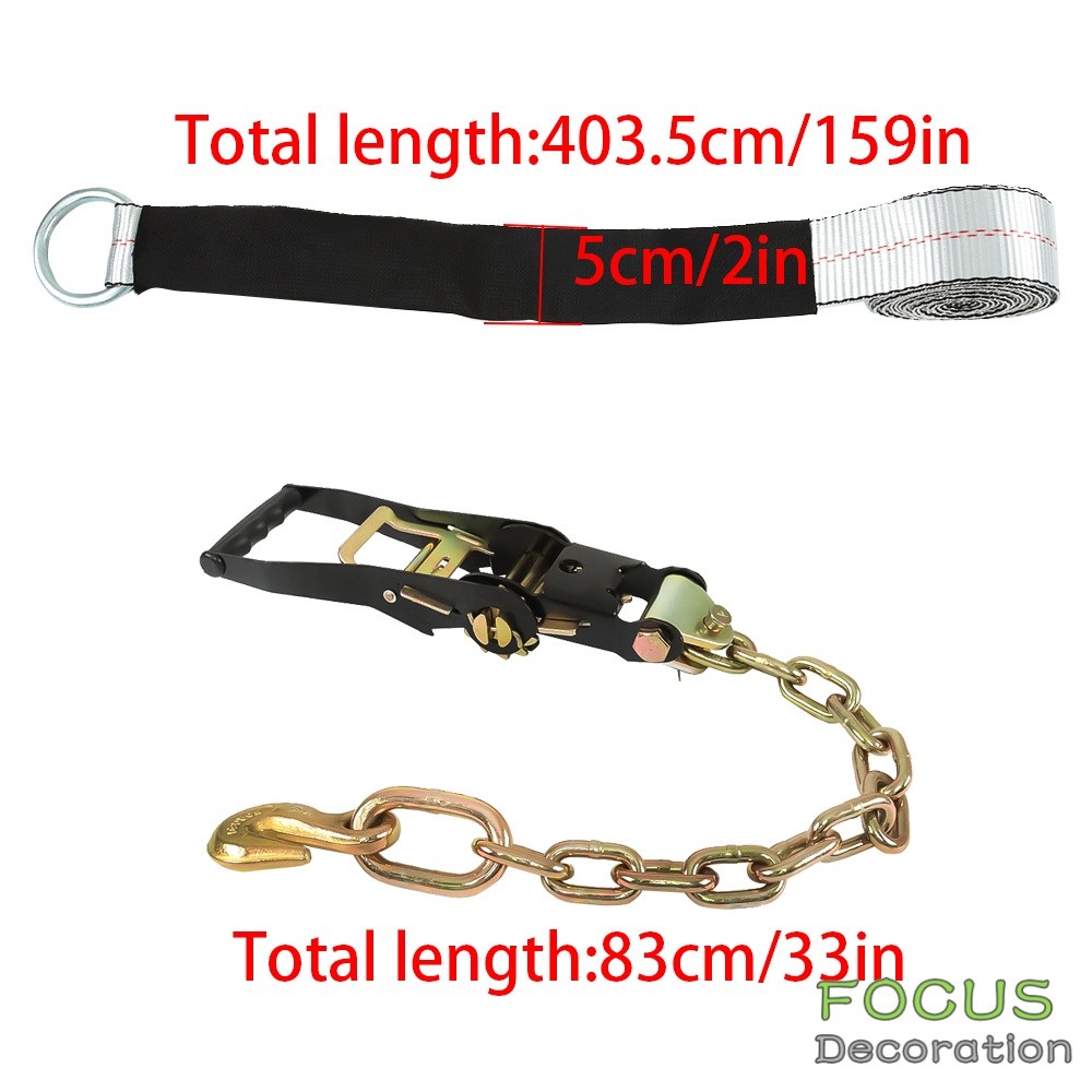 Car Tire Strap Tie Down 4 Pack Lasso Style 2"X 96" 3,300 Pound Silver Polyester