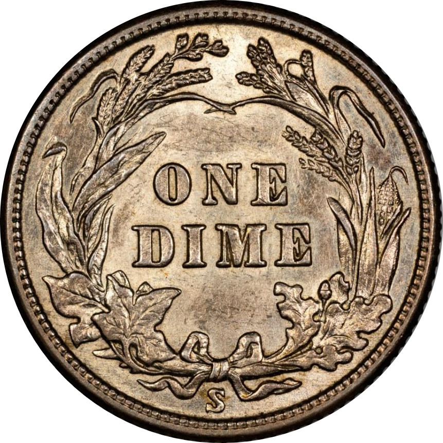 1914-S 10C Barber Dime CACG AU58+
