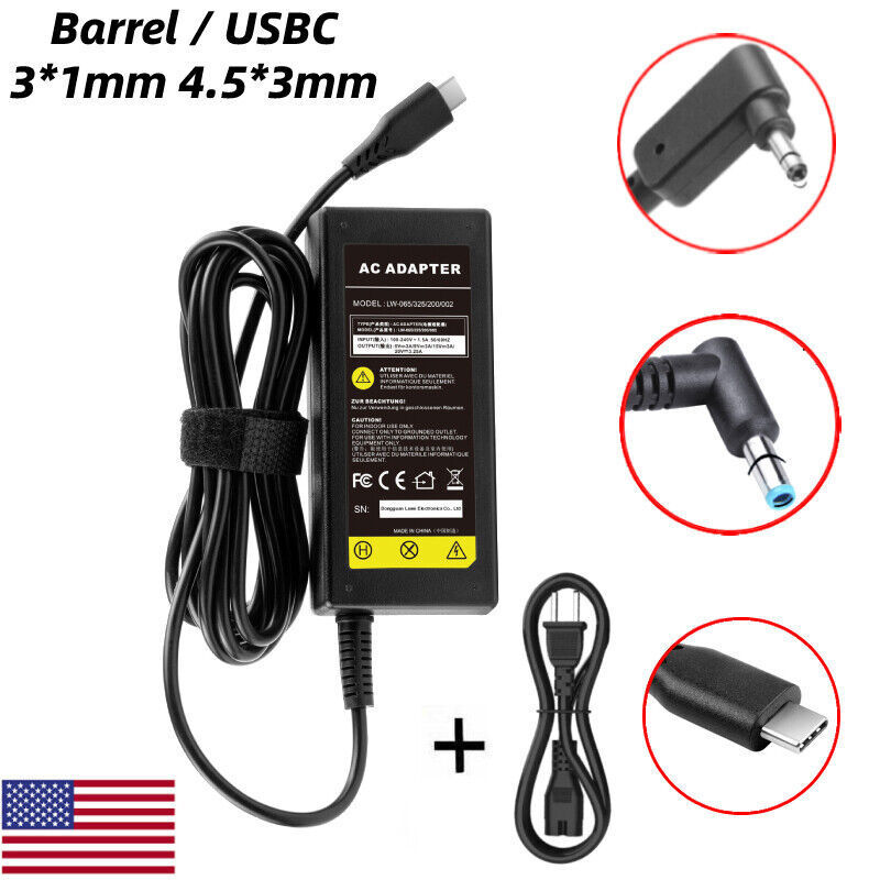 Chromebook Type USB C Charger For HP Lenovo Acer Blue Tip Charger Power Adapter