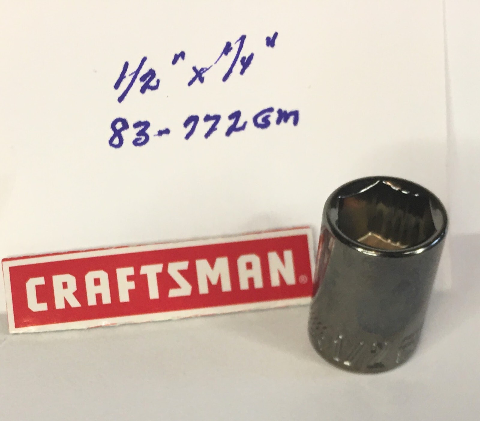 Craftsman  1/2" x 1/4" Dr Socket 83-772GM Gunmetal Chrome 6 Pt Free Shipping