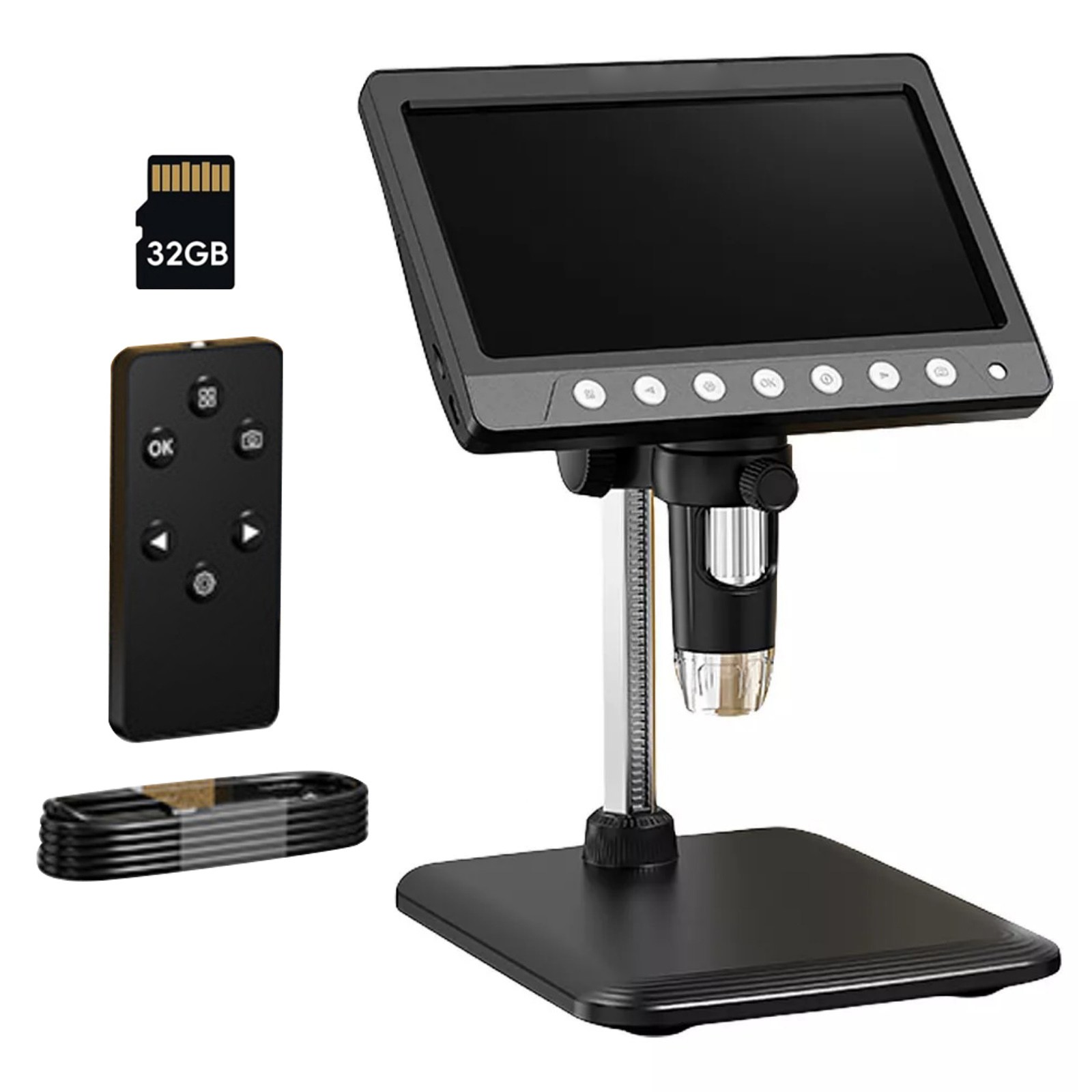 7 "IPS Screen Digital Microscope 1200X 1080P Video Focusing Microscope Tool