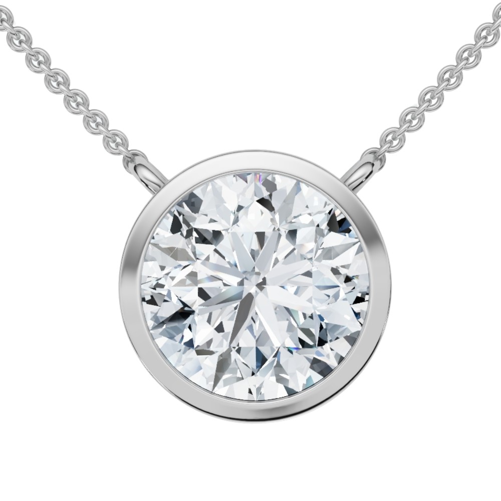 3Ct Solitaire Beezel Diamond Pendant Necklace 18" 14k Gold Lab Grown