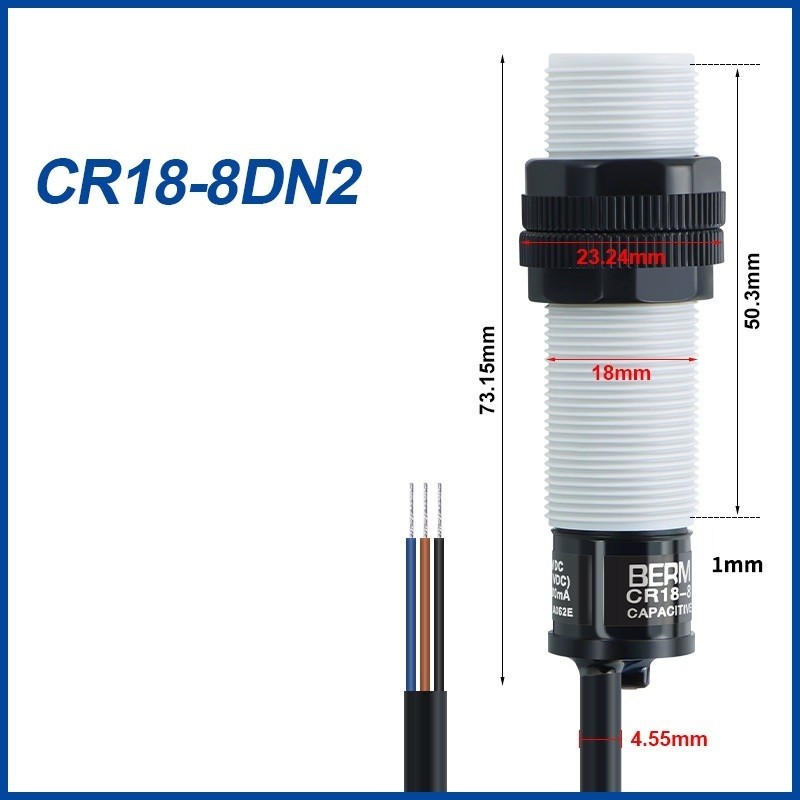 Capacitive Switch Sensor 8mm NPN for pnp NO Adjustable Sensitivity IP65 Cable