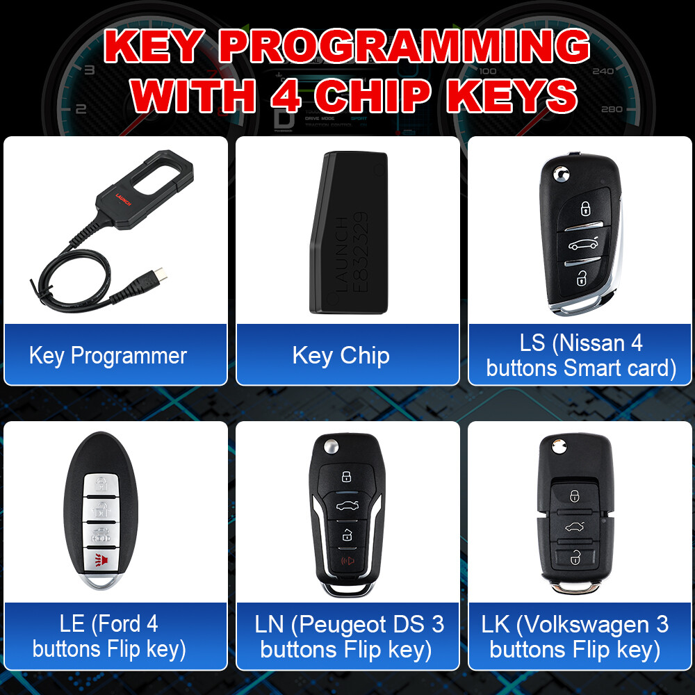 Launch X431 Key Programmer Remote Maker w/Chip &4Smart Key for IMMO Elite Plus