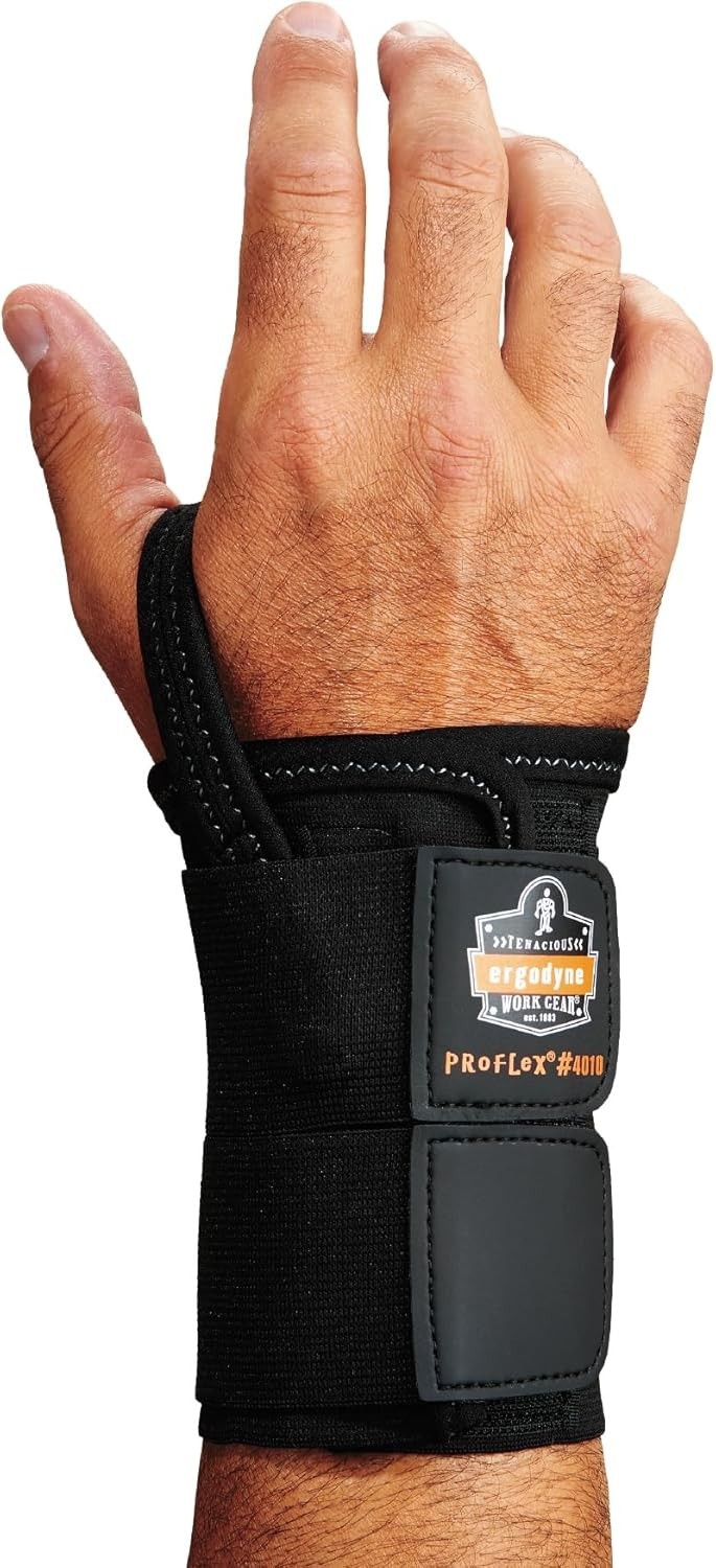 Ergodyne 70006 ProFlex 4000 Single Strap Wrist Support, Black, Large, Right Hand