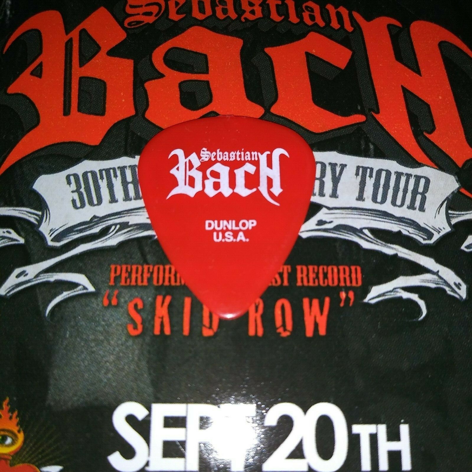 Sebastian Bach Of Skid Row RaRe 2019 Brent Signature Concert Tour GUITAR PICK
