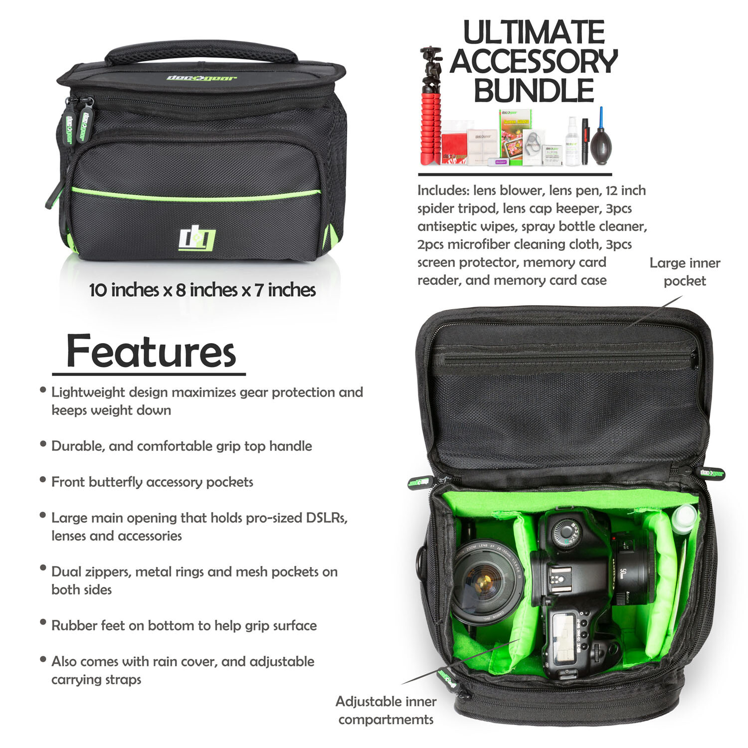 Deco Essentials Set for Canon T7 & T6 Camera 2x Battery + Case + Remote Bundle