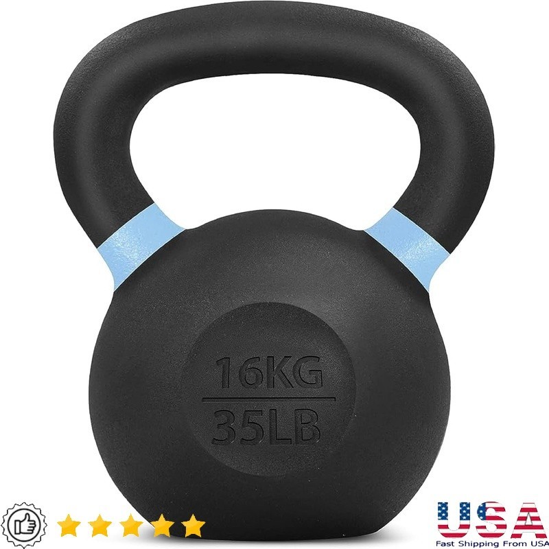Solid Cast Iron Kettlebell Non-Slip Handle Strength Training Fitness New