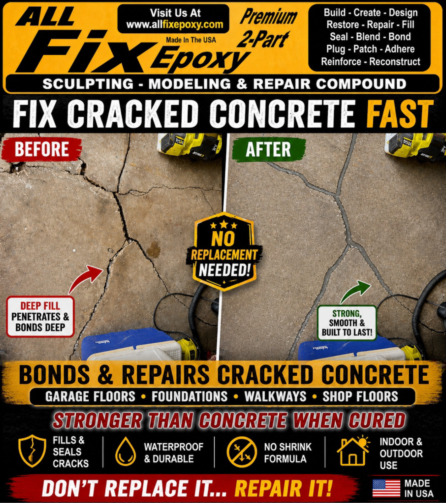 UNDERWATER Epoxy Putty - GUNITE CONCRETE TILE POOL REPAIR SEAL CRACKS All-Fix