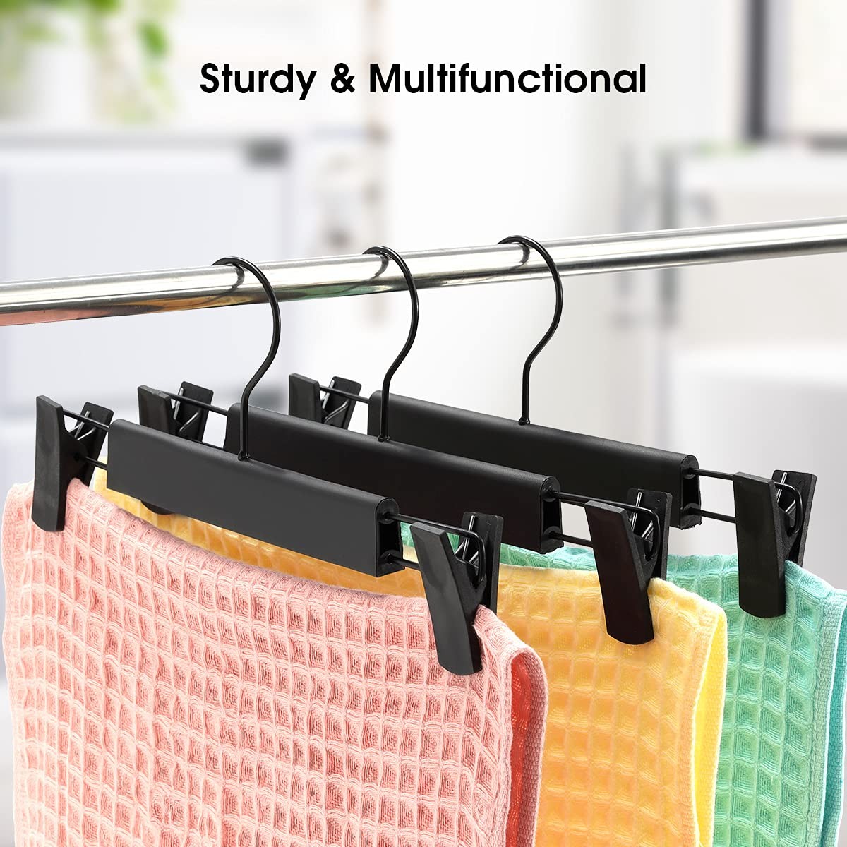 10 Pack Clothes Pants Hangers, Space-Saving Skirt Holders with 360 ° Swivel H...