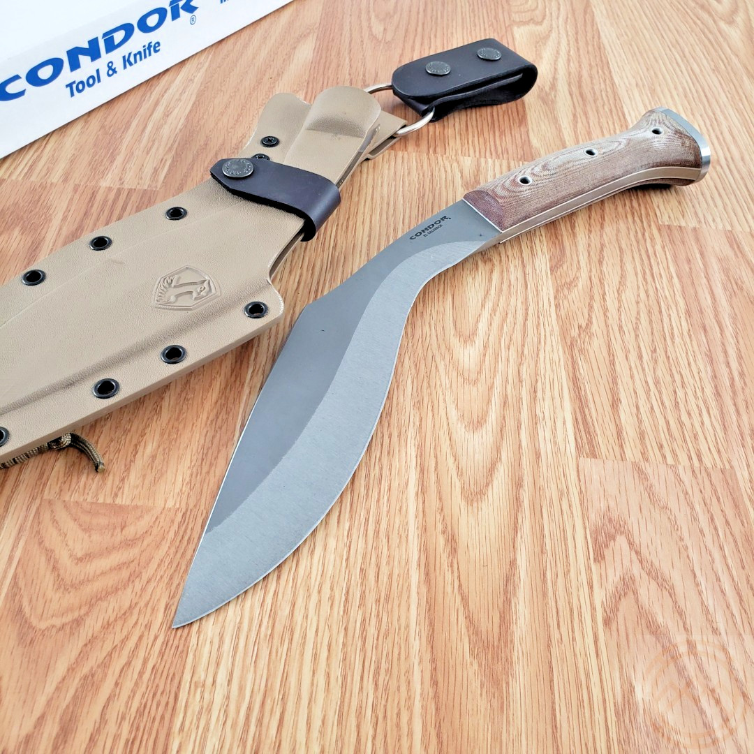 Condor K-Tact Kukri Fixed Knife 9.75 1075HC Steel Full Tang Blade Micarta Handle
