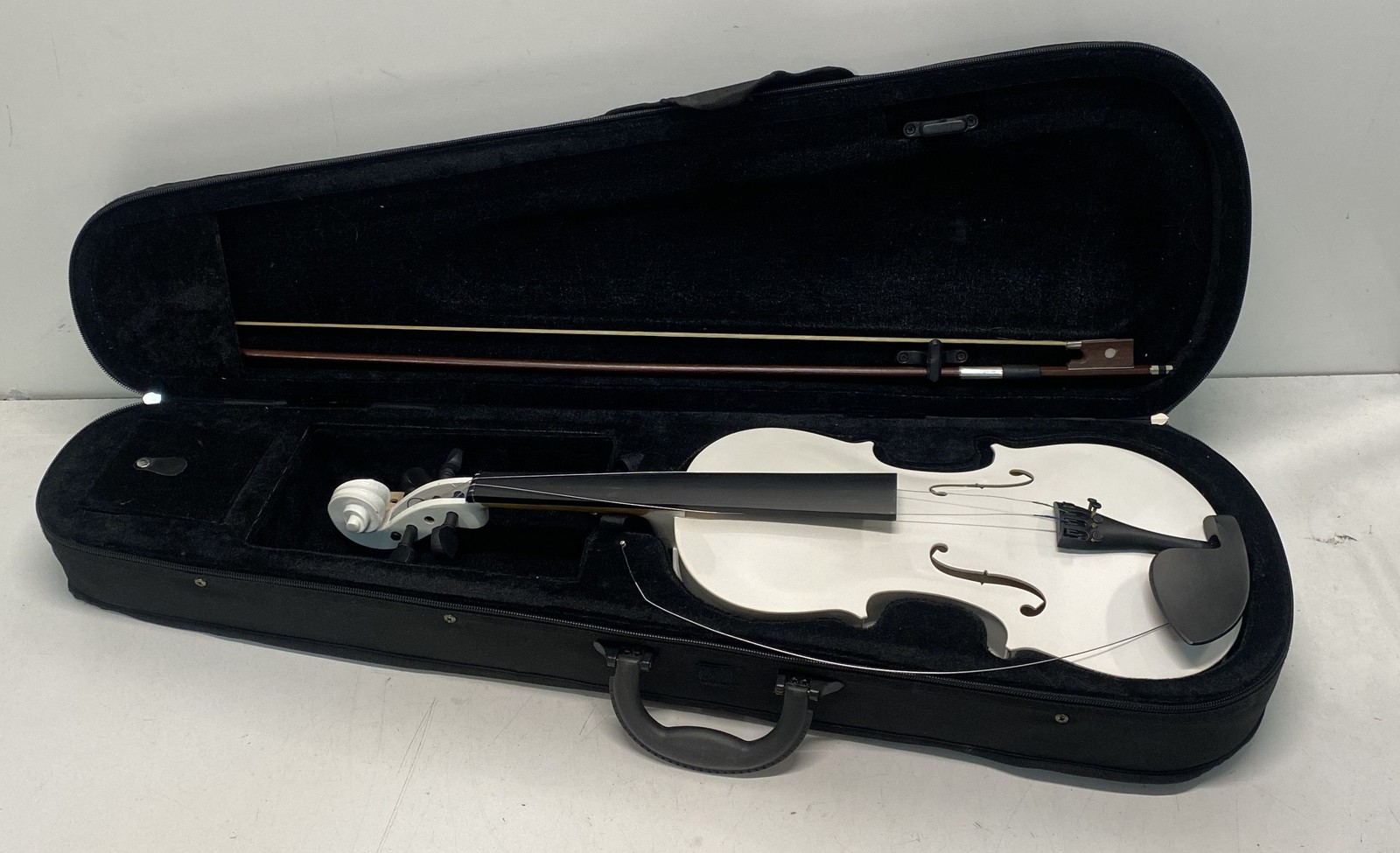 White Violin With Bow and Case