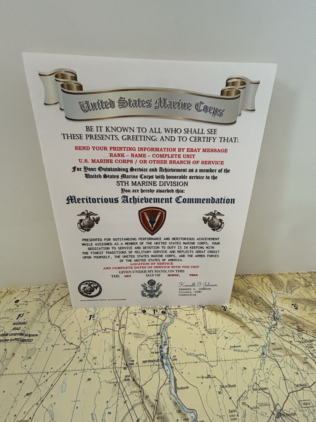 U.S. MARINE CORPS / 5TH MARINE DIVISION - MERITORIOUS ACHIEVEMENT COMMENDATION