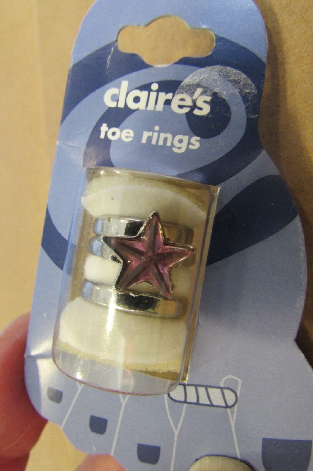NEW/pkg unworn CLAIRE's set of 3 silvertone toe rings