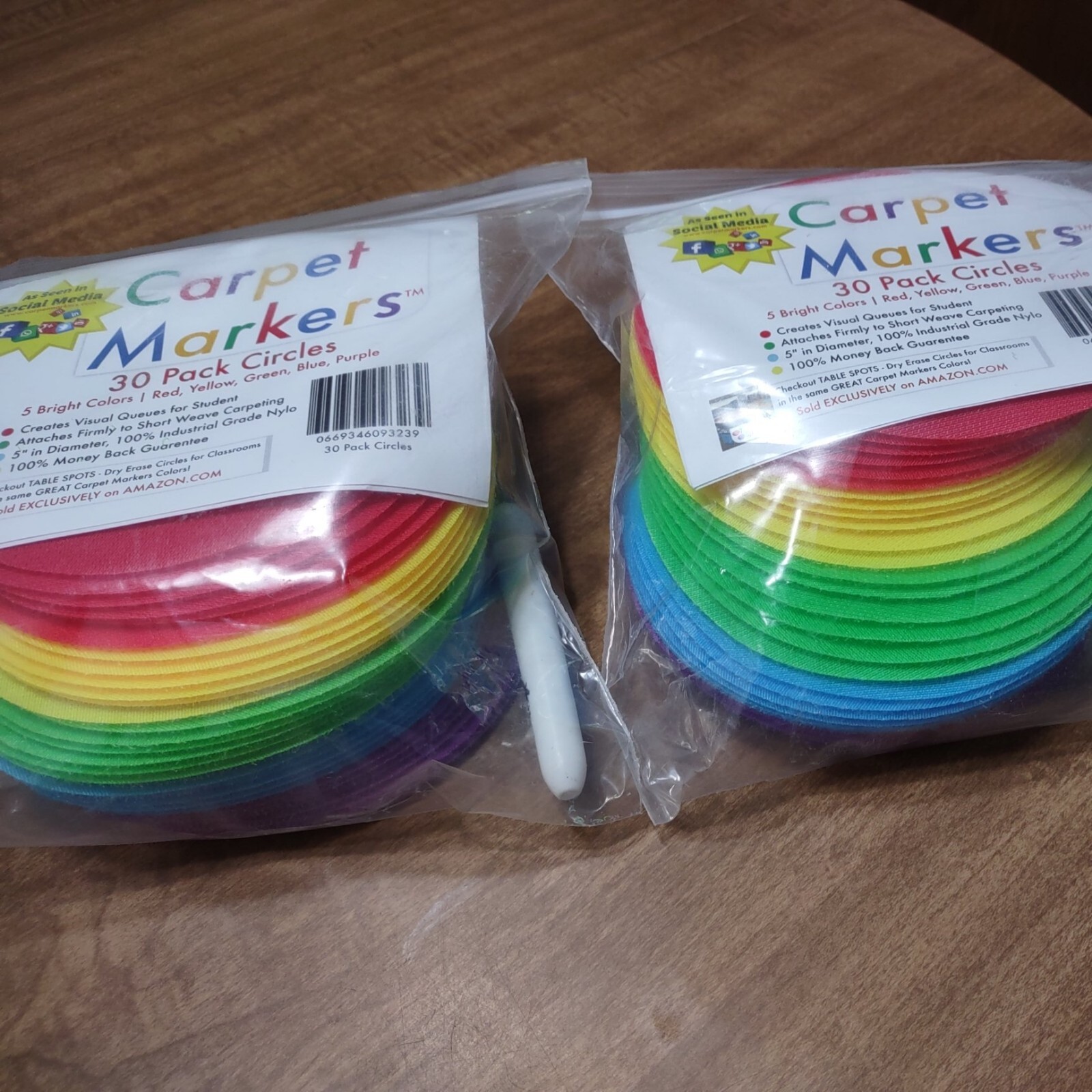 LOT OF 2 Sit Carpet Spot Markers Classroom Floor 5” 30 Pack Heavy duty vinyl NEW