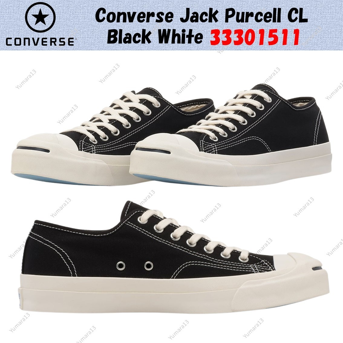 Converse Jack Purcell CL Black White 33301511 Men's Size