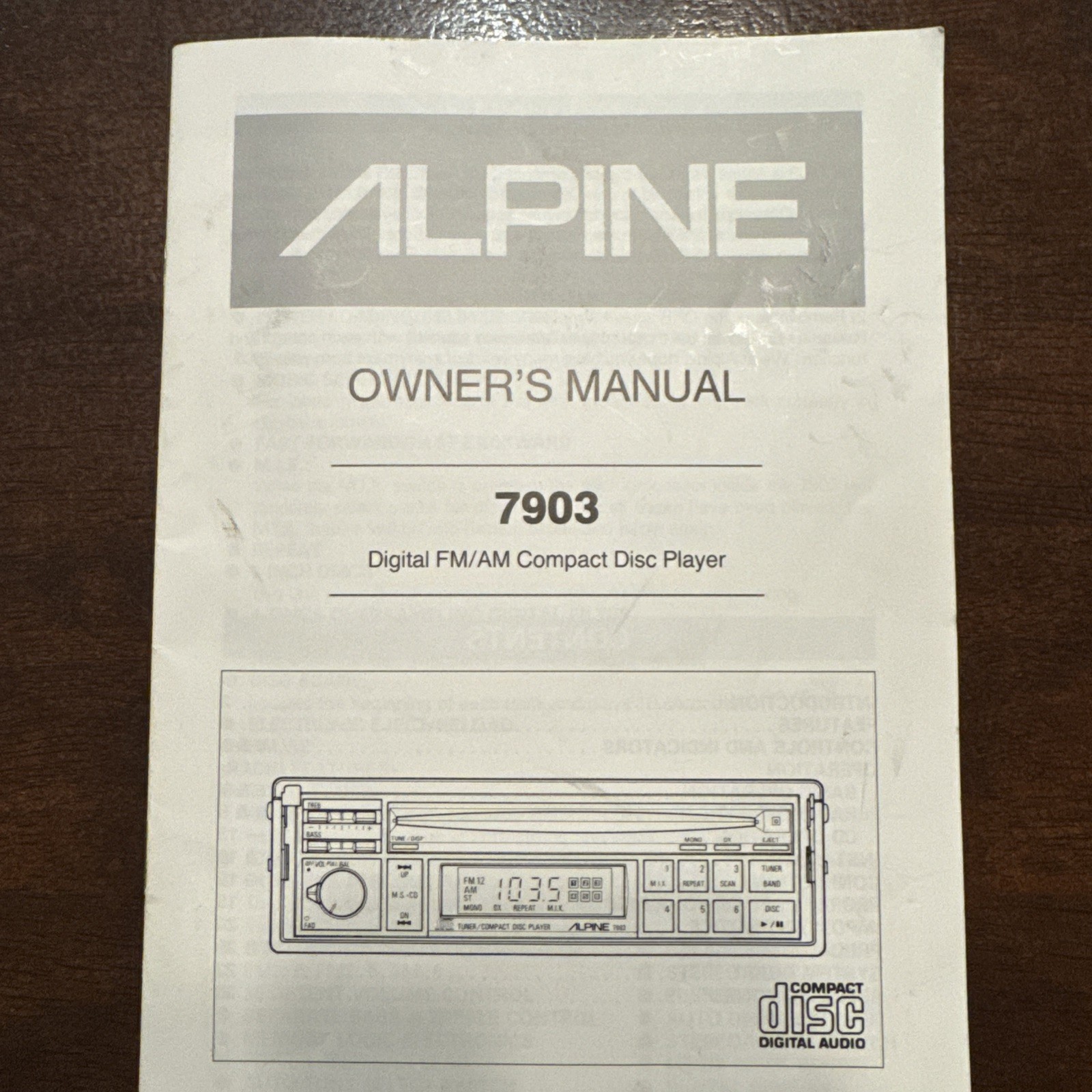 Vintage Alpine 7903 Owners Manual