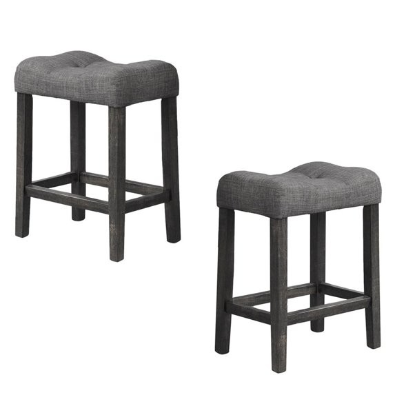 Counter Height Dining Stool Set of 2, Transitional Style Stool with Footrest T