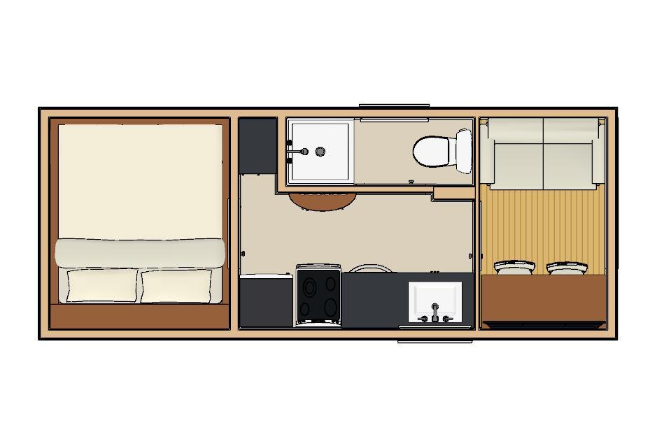 181sqft - 8'6"x21'4"B - 1bedrm/1bath - Tiny/Small House design - ala cart