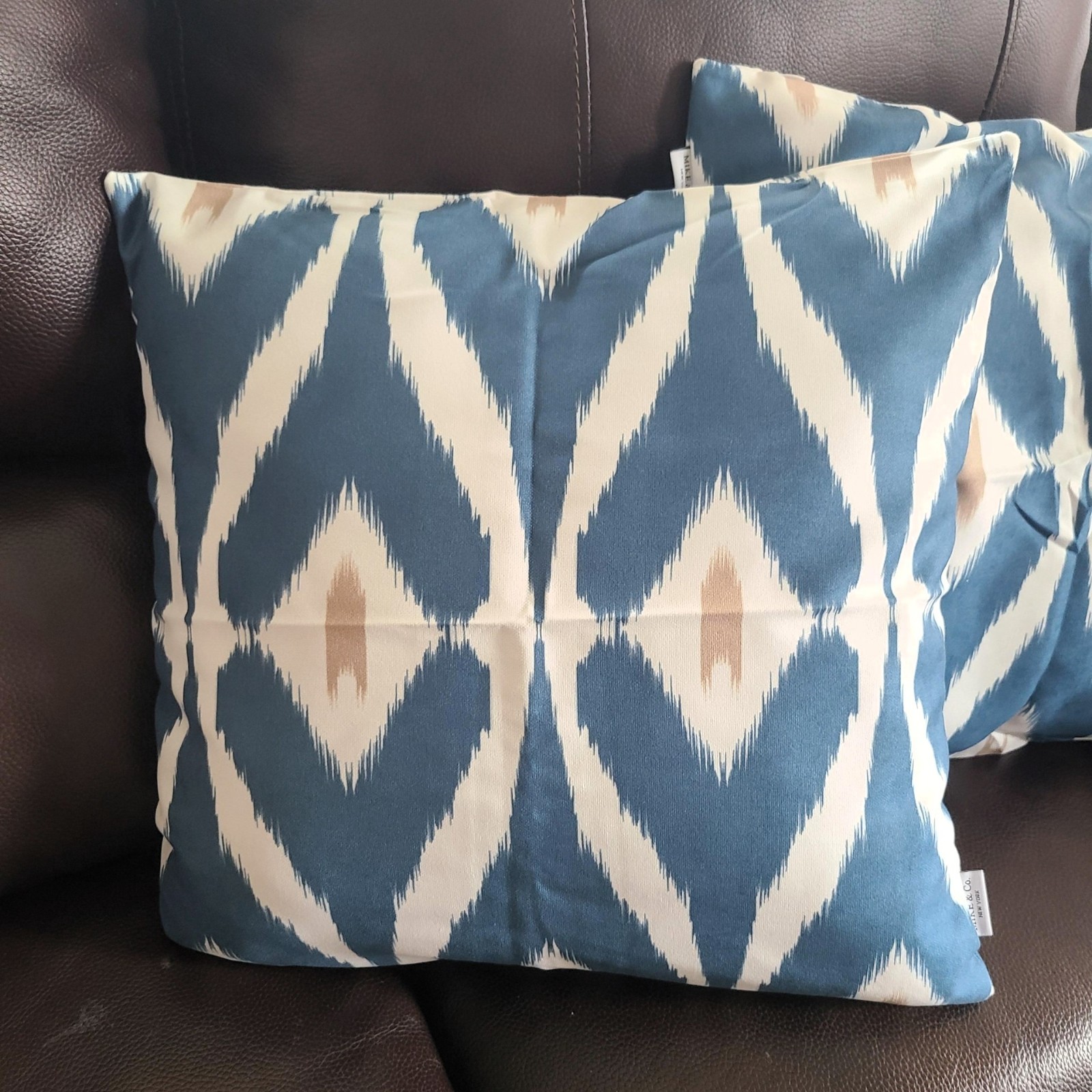 Mike & Co. Ikat Printed Throw Pillow Cover 17"x17" Set of 2 Teal