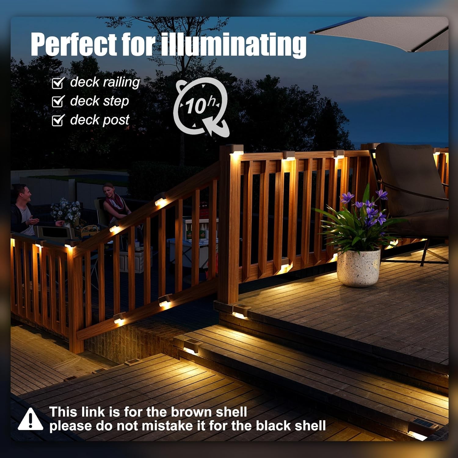 SOLPEX 16 Pack Solar Deck Lights Outdoor Waterproof Step Fence