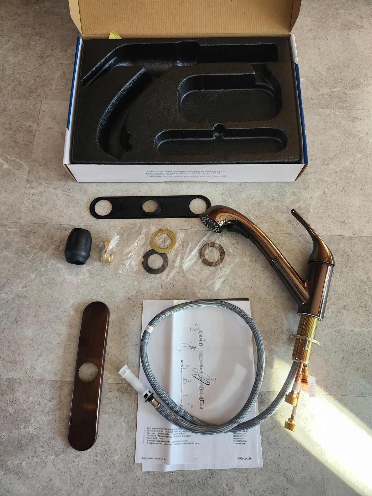 NEW PROFLO PFXC6012 Poulsen Pull Out Kitchen Faucet Oil Rubbed Bronze 1.75 GPM