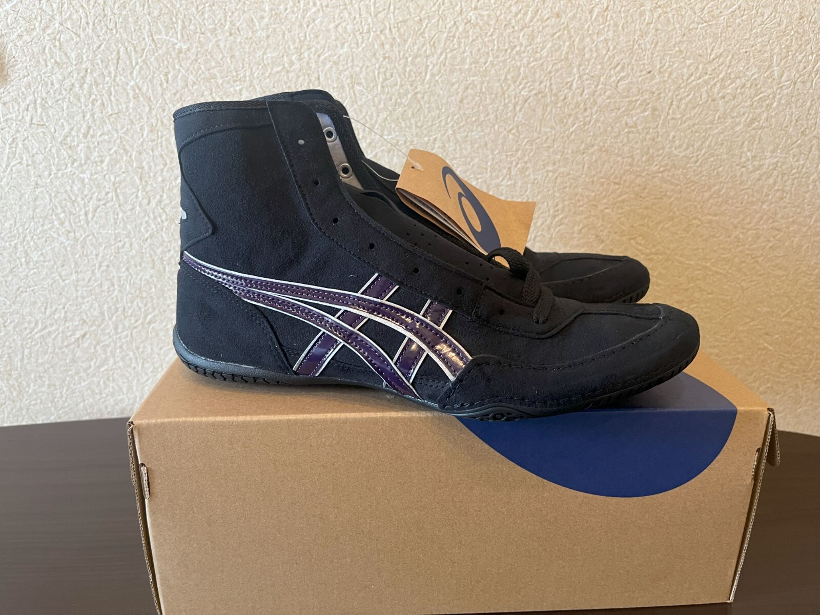 【Shoe bag included】 Asics Wrestling Shoes EX-EO 1083A001 Black x Purple x Silver
