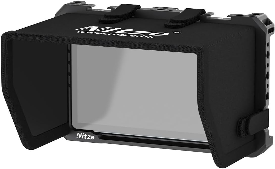 Nitze Cage for Feelworld P6XL, with Sunhood and Built-in NATO Rail - JT-F09B