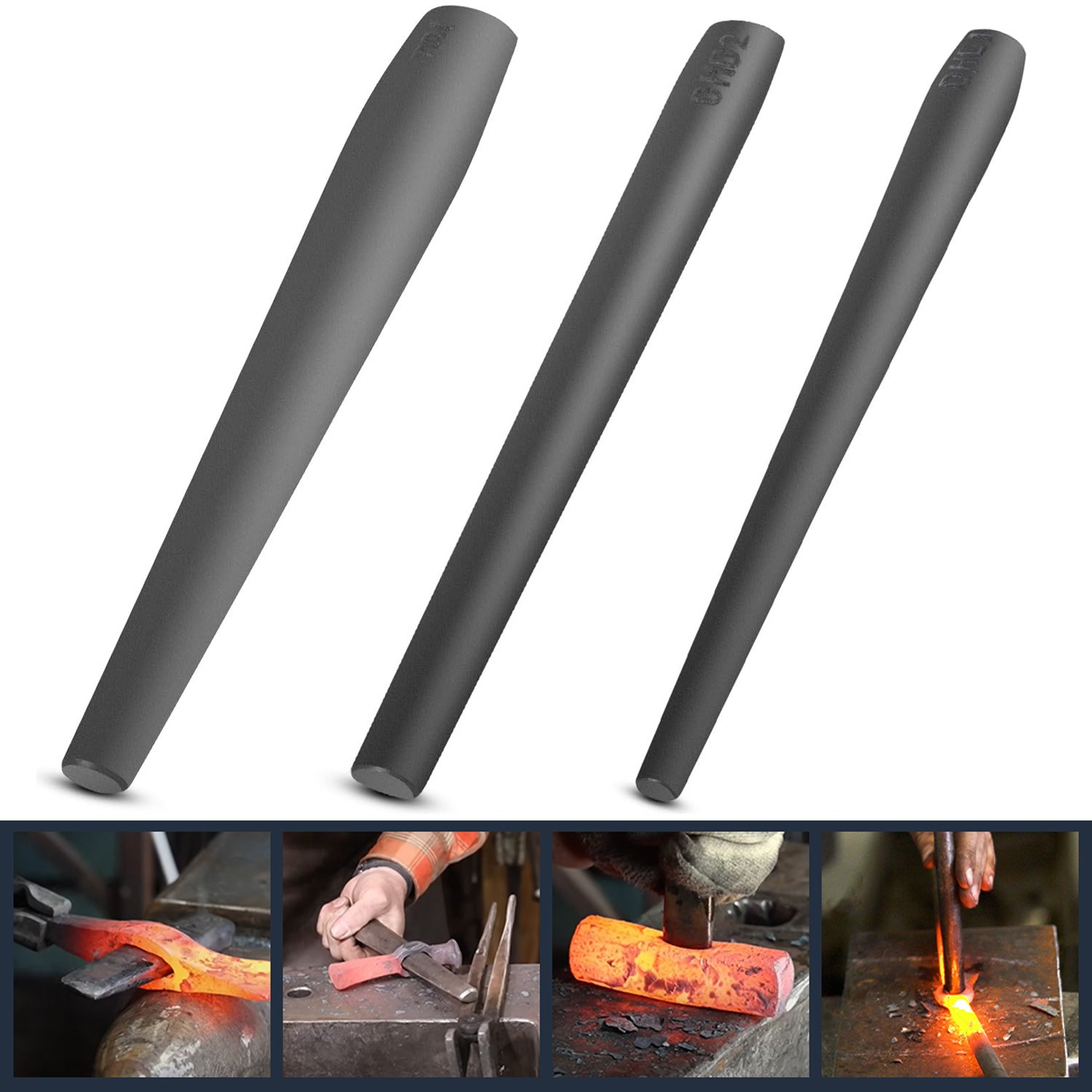 3Pcs Blacksmith Knifemakers Tomahawk, Large Hammer and Mouse ax Drift Tool Set