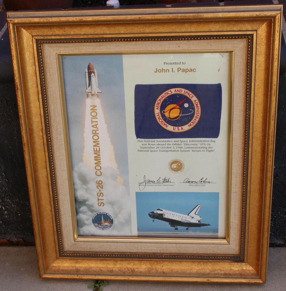 Original Flag Carried Aboard Space Shuttle Discovery STS-26 Flight NASA Framed