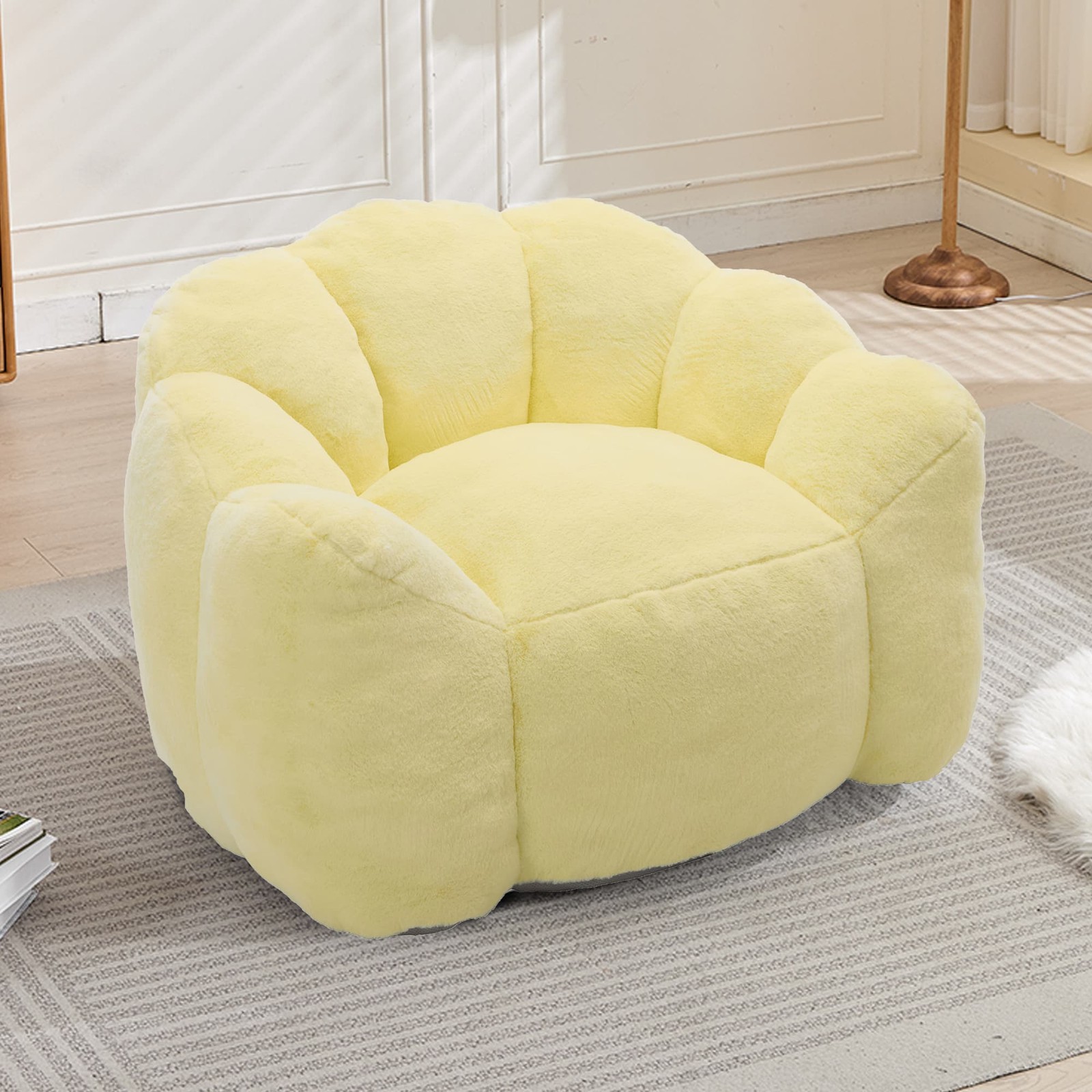 Yellow Lotus Compression Sofa Bean Bag Pull Ring Portable Living Room Bedroom