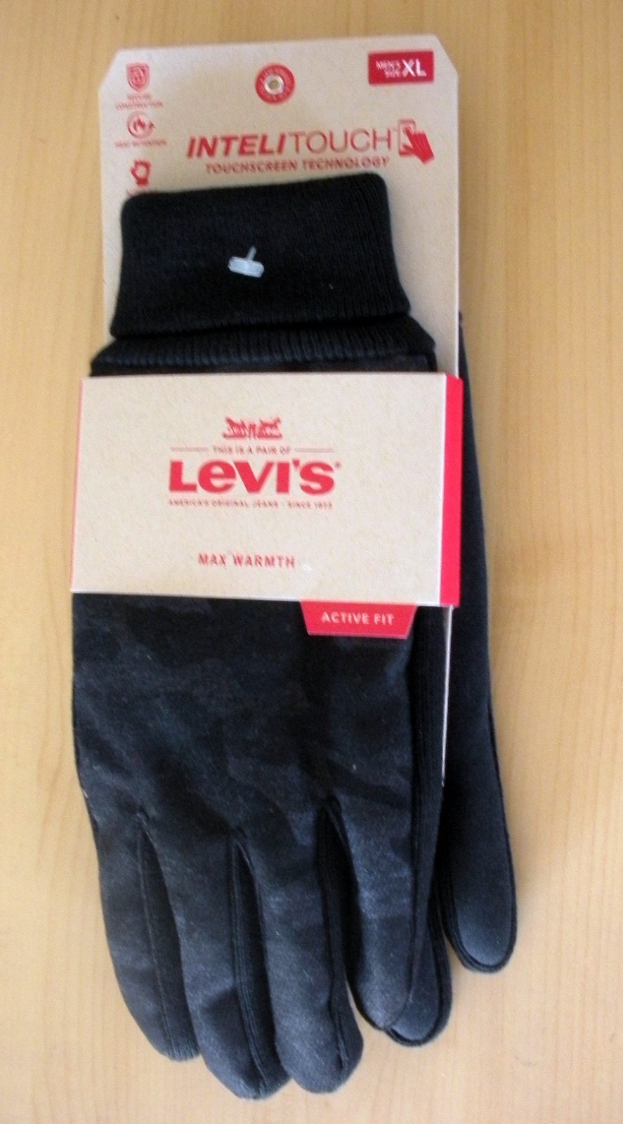 Levis XL Black Navy Intel Touch Touchscreen Max Warmth Active Fit Men's Gloves