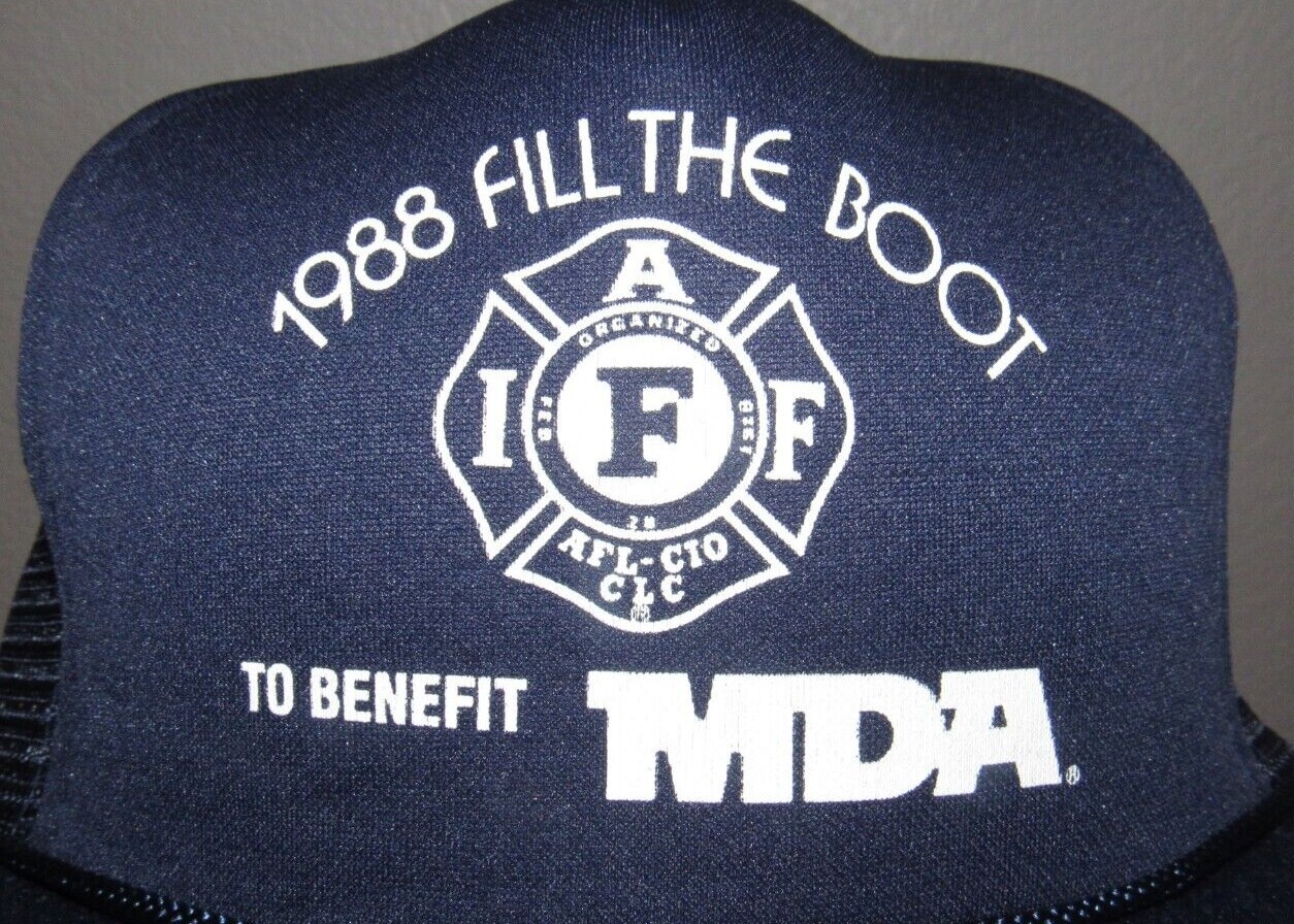 1988 MDA Firefighter Boot Drive Fundraiser Meshback Trucker Cap Hat