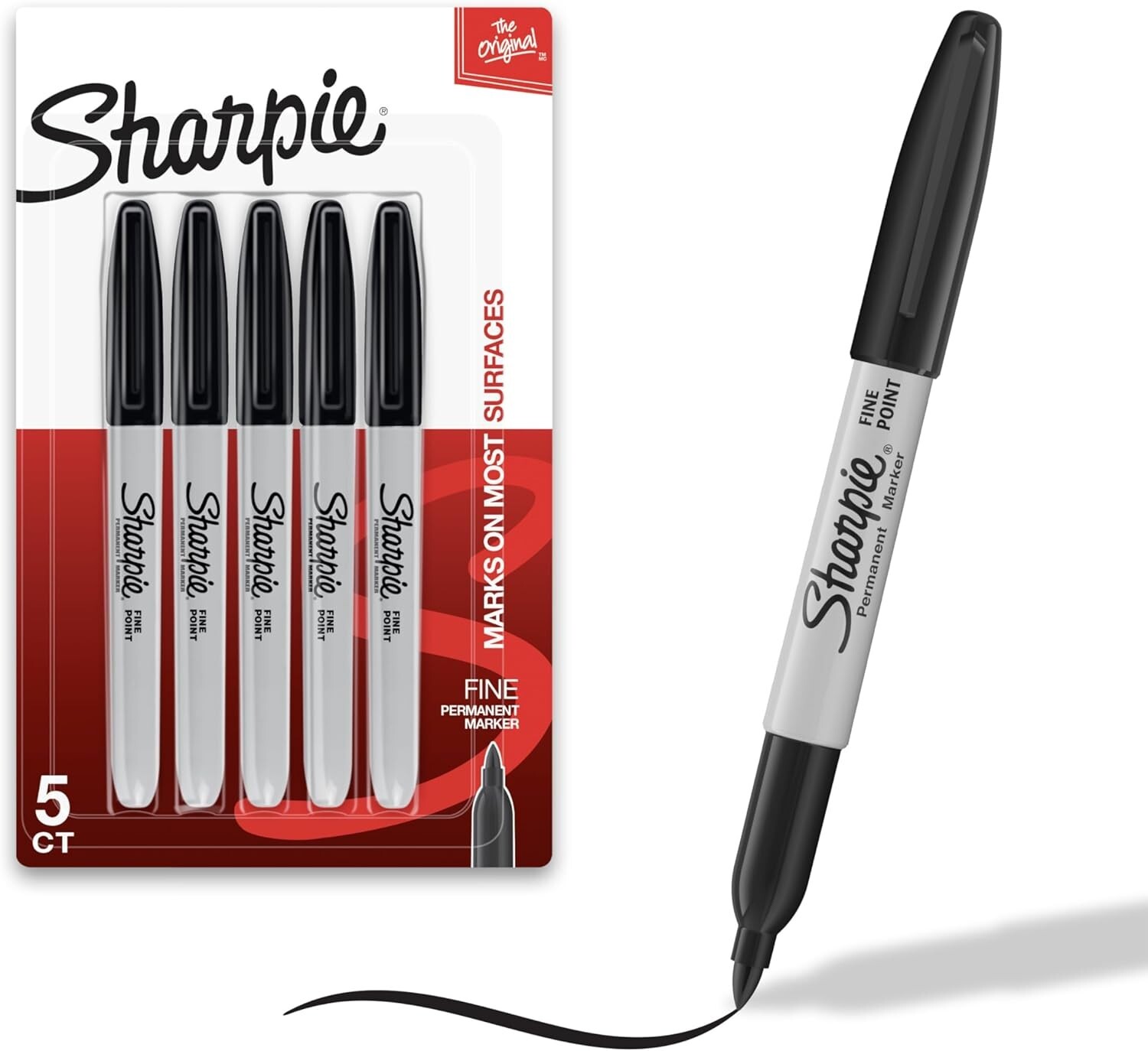 Permanent Markers Set Quick Drying And Fade Resistant Fine Tip- 5 Count