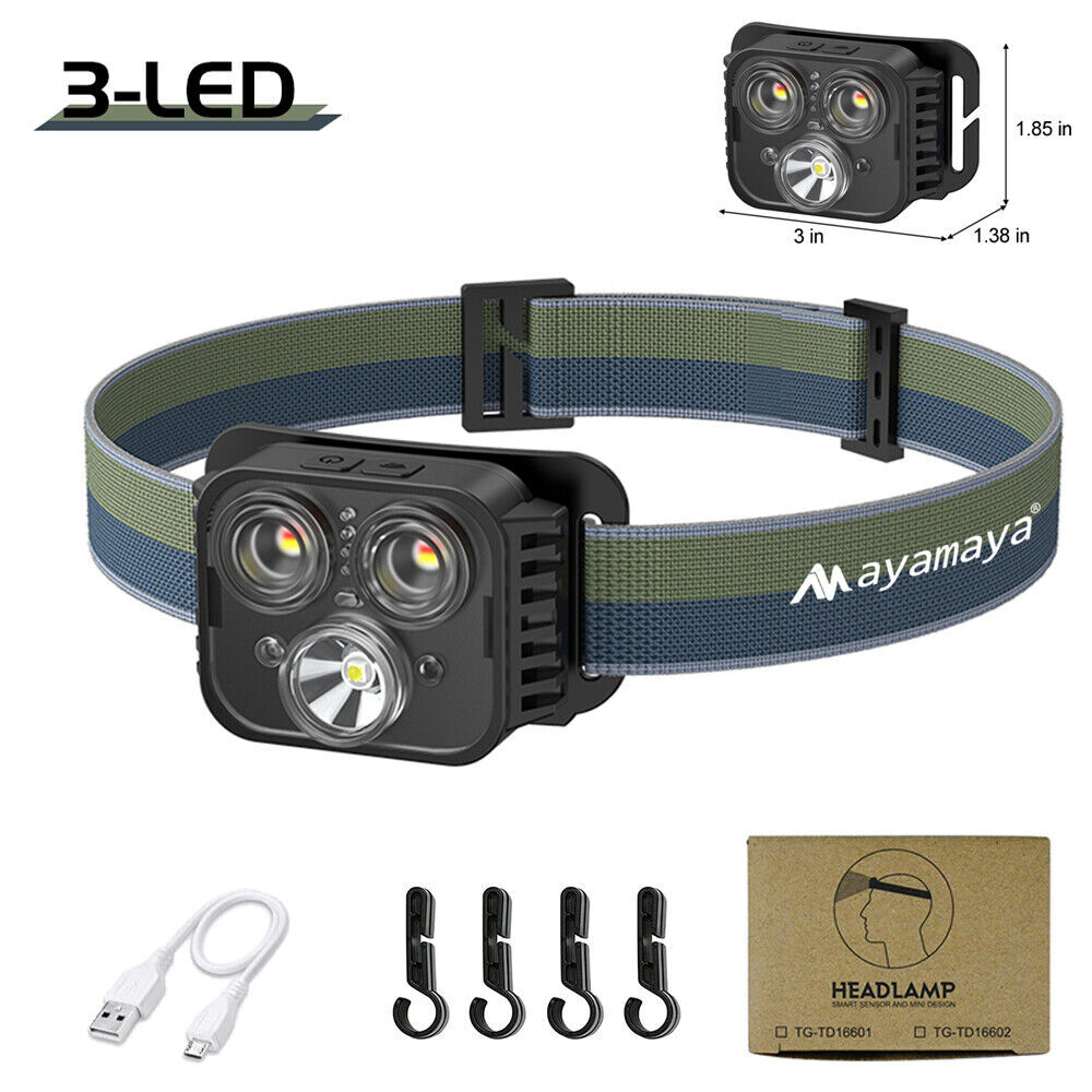 LED Headlamp USB Rechargeable Headlight Flashlight Super Bright Torch Work Lamp