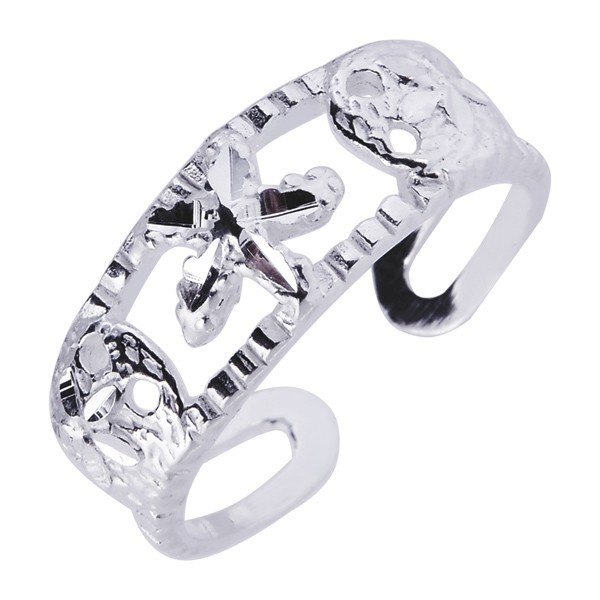 Adjustable Nautical 3D Star Fish Toe Ring Solid Real 925 Sterling Silver
