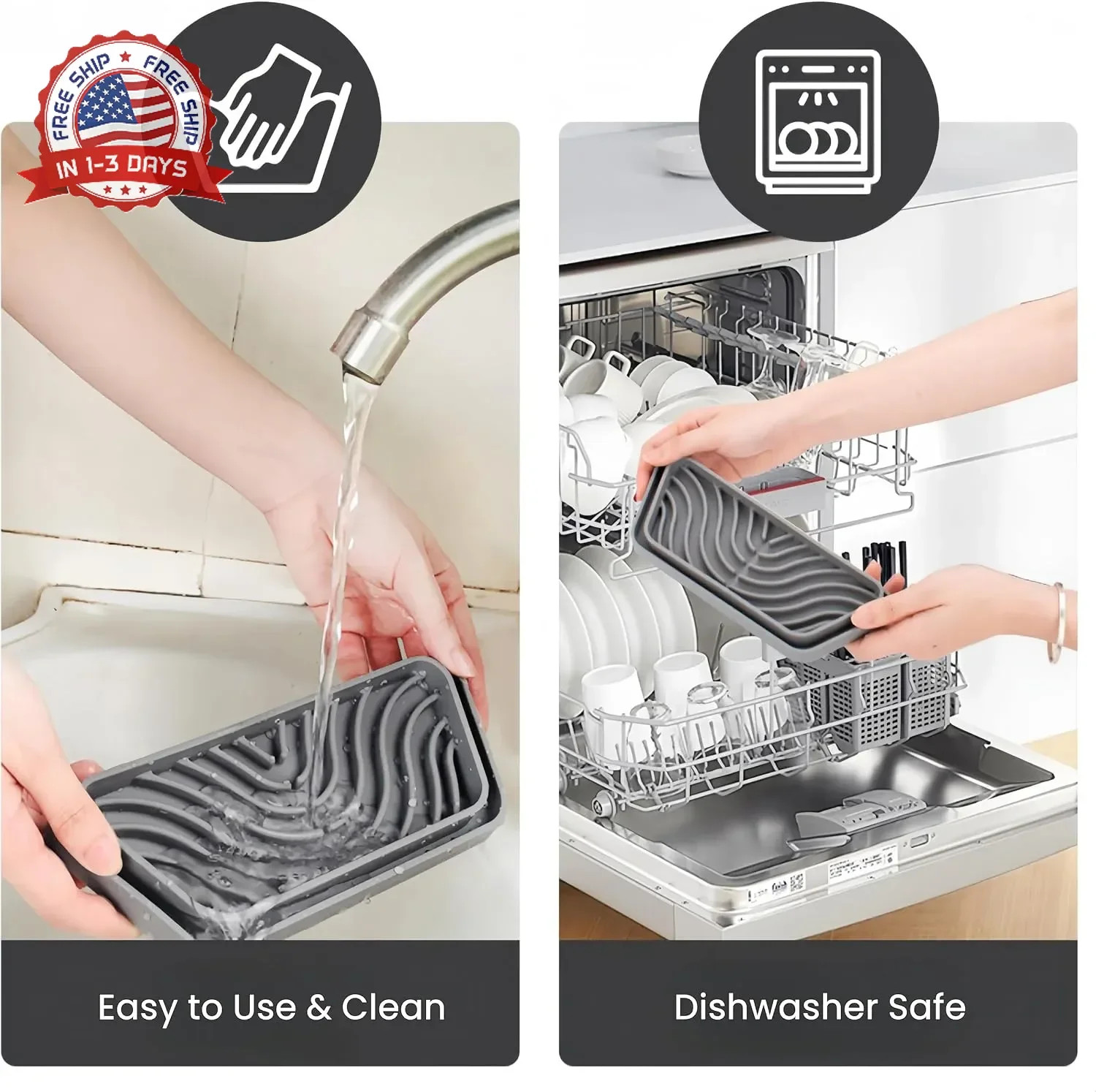 2 Pack Refrigerator Drip Tray, Cuttable Protector Fridge Drip Tray, Silicone Spi